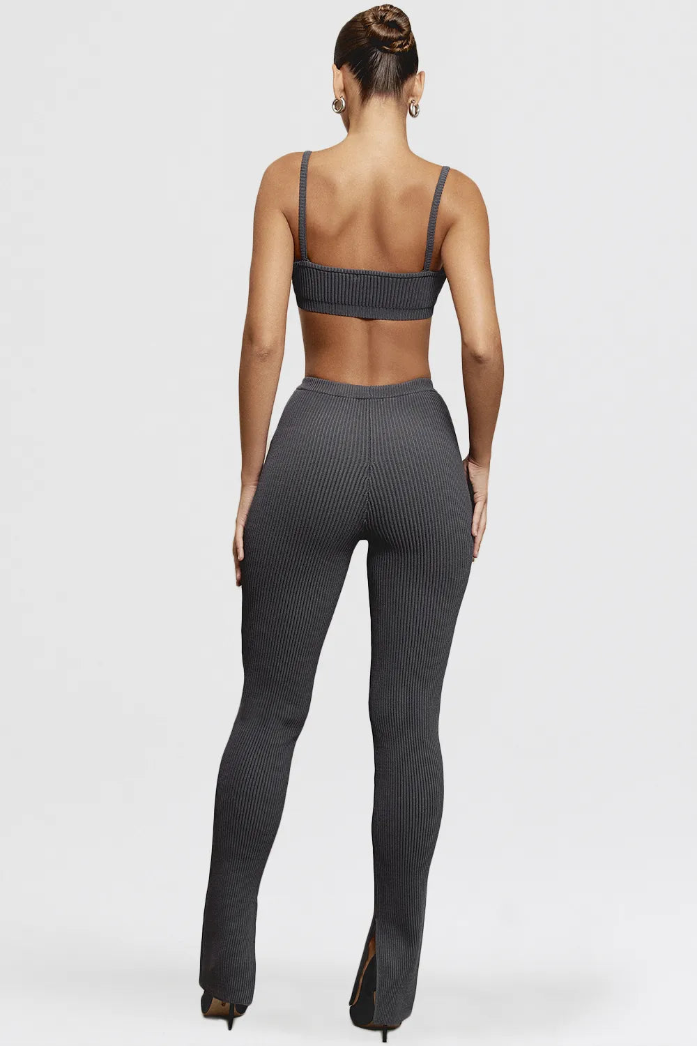 Mitzi Dark Grey Ribbed Knit Leggings