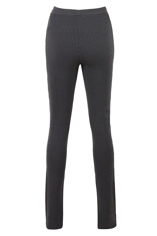 Mitzi Dark Grey Ribbed Knit Leggings