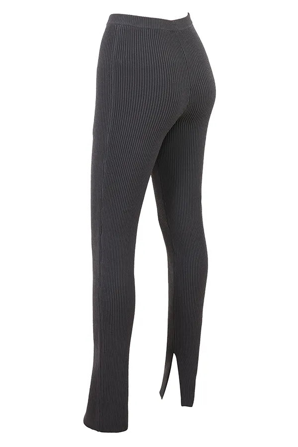 Mitzi Dark Grey Ribbed Knit Leggings
