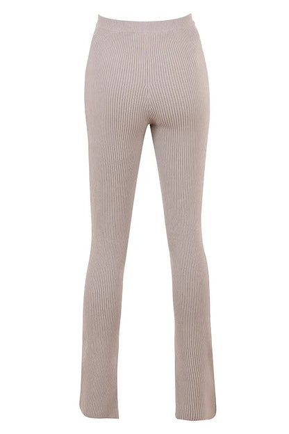 Mitzi Taupe Ribbed Knit Leggings