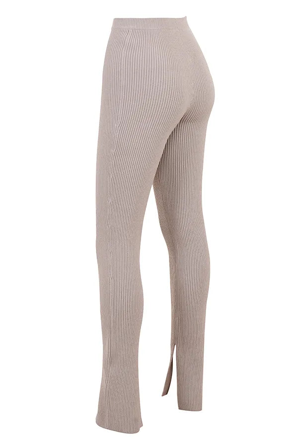 Mitzi Taupe Ribbed Knit Leggings