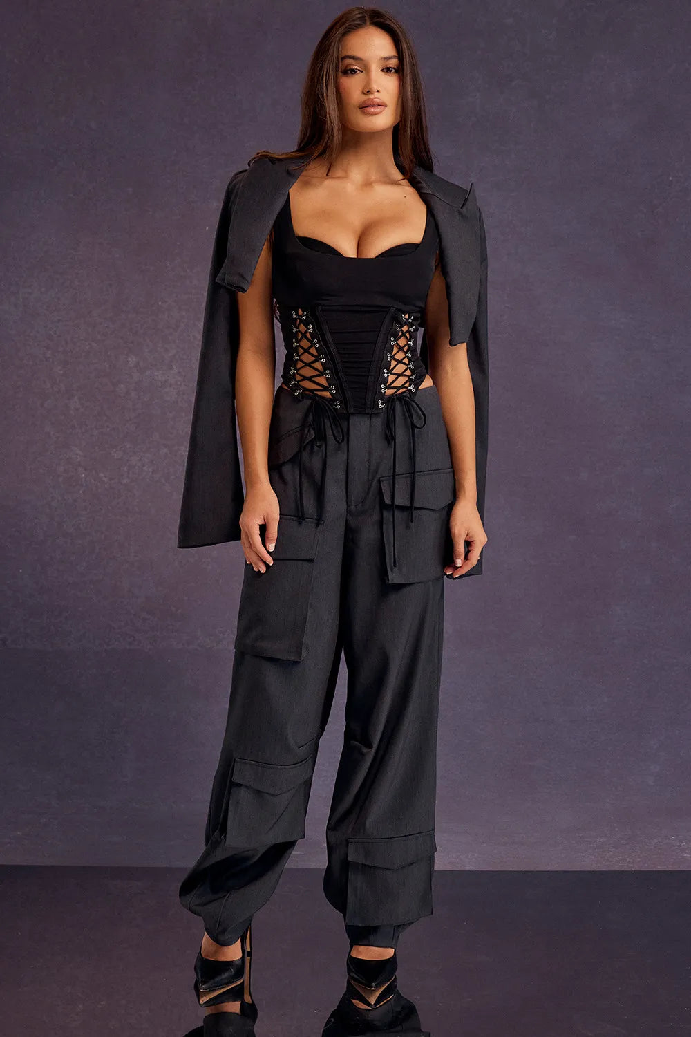 Mistress Rocks Dark Grey Cargo Trousers - SALE