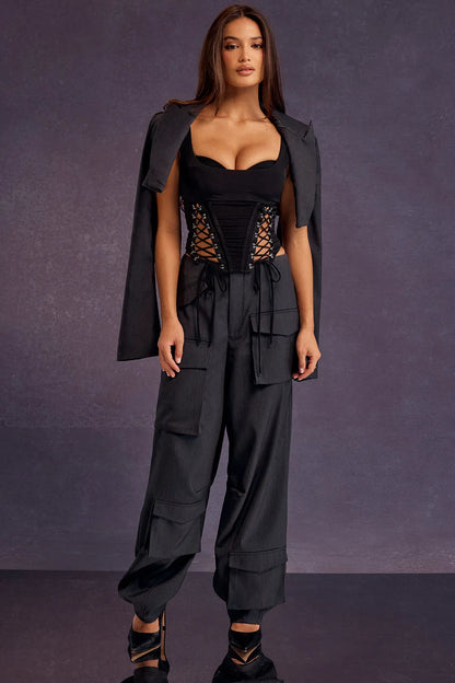 Mistress Rocks Dark Grey Cargo Trousers - SALE