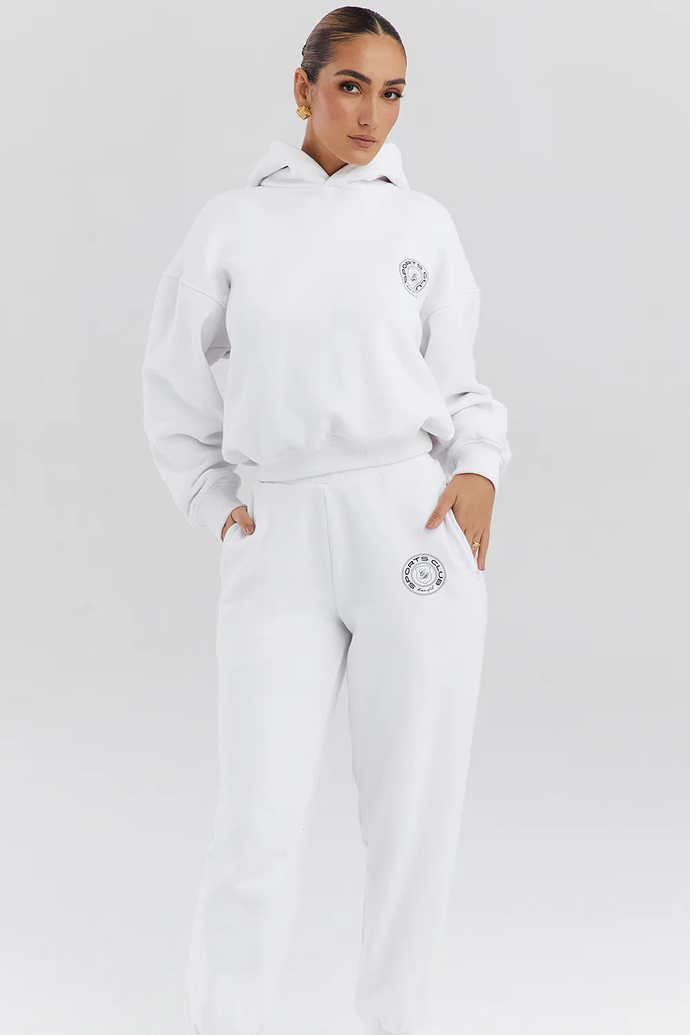 Muse White Cotton Fleece-Back Hoodie