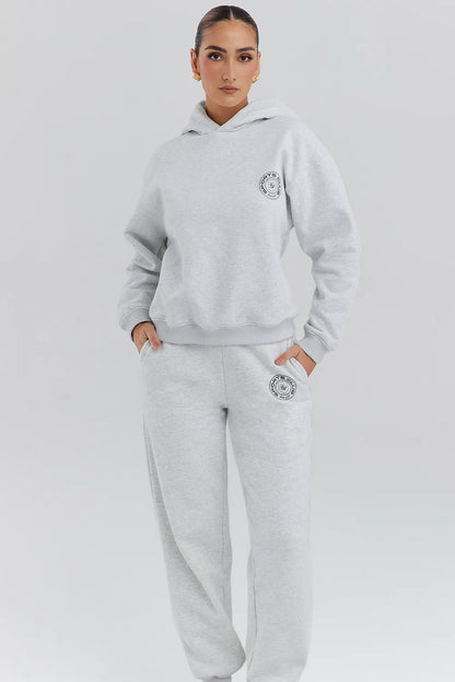 Muse Light Grey Marl Cotton Fleece-Back Hoodie