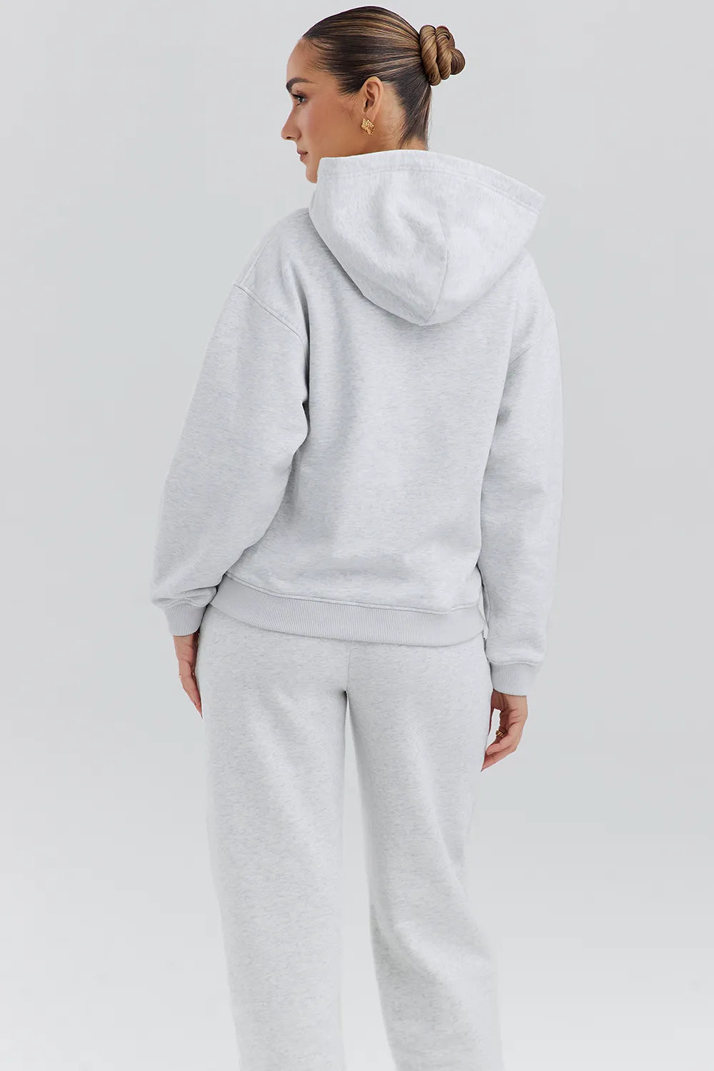Muse Light Grey Marl Cotton Fleece-Back Hoodie