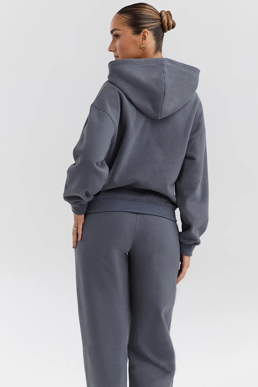 Muse Slate Cotton Fleece-Back Hoodie