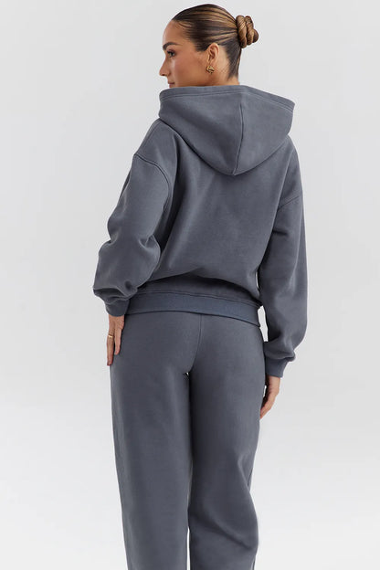 Muse Slate Cotton Fleece-Back Hoodie
