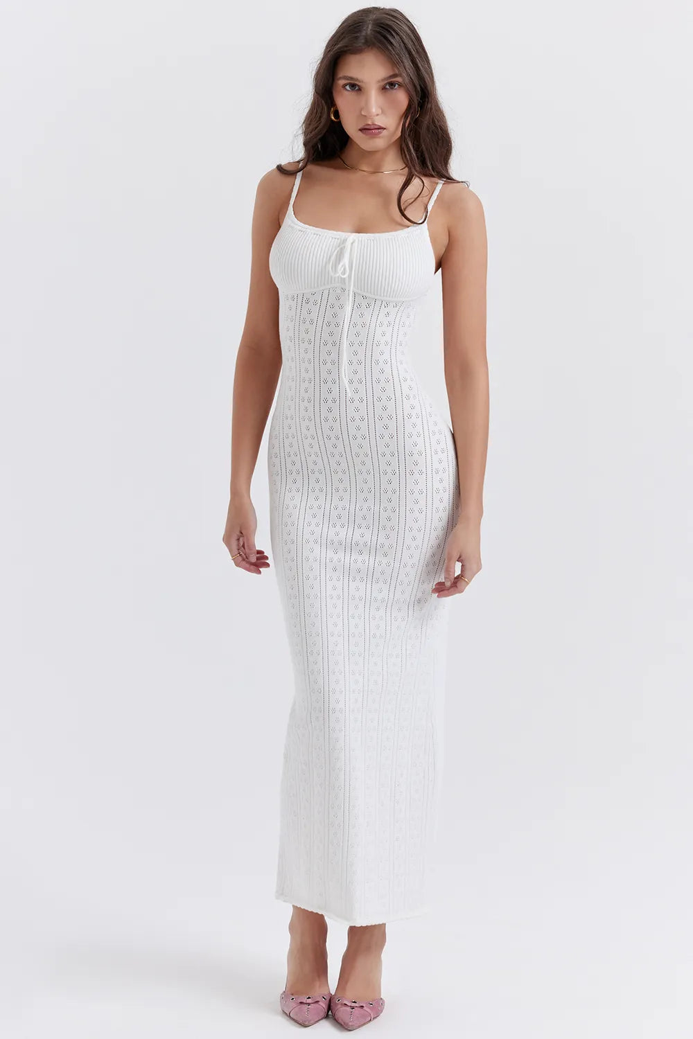 Myla White Knit Maxi Dress