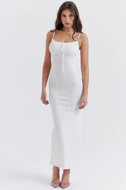 Myla White Knit Maxi Dress