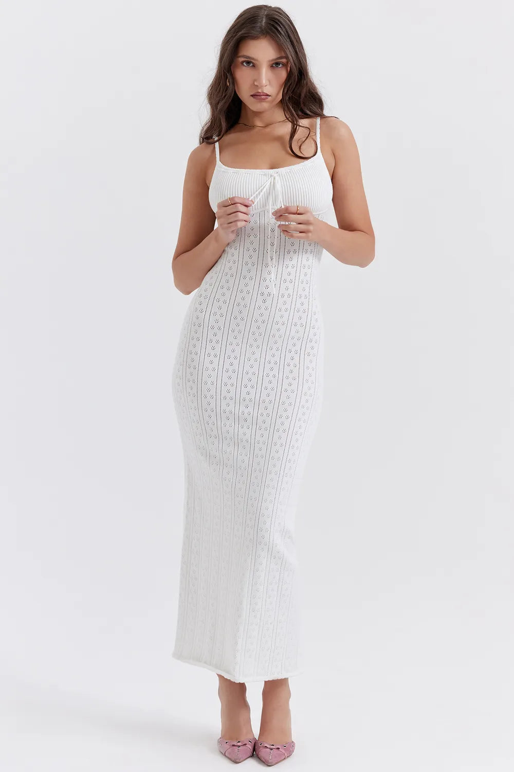 Myla White Knit Maxi Dress