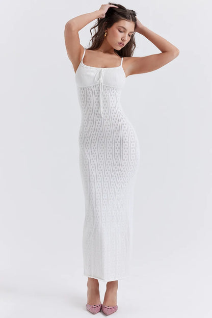 Myla White Knit Maxi Dress