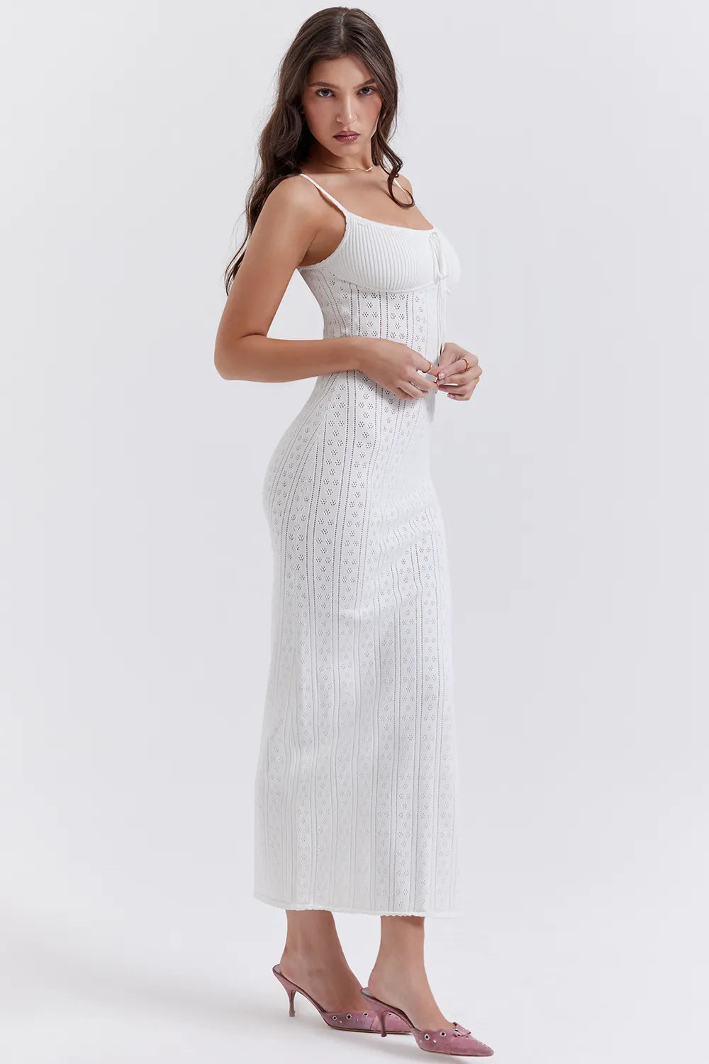 Myla White Knit Maxi Dress