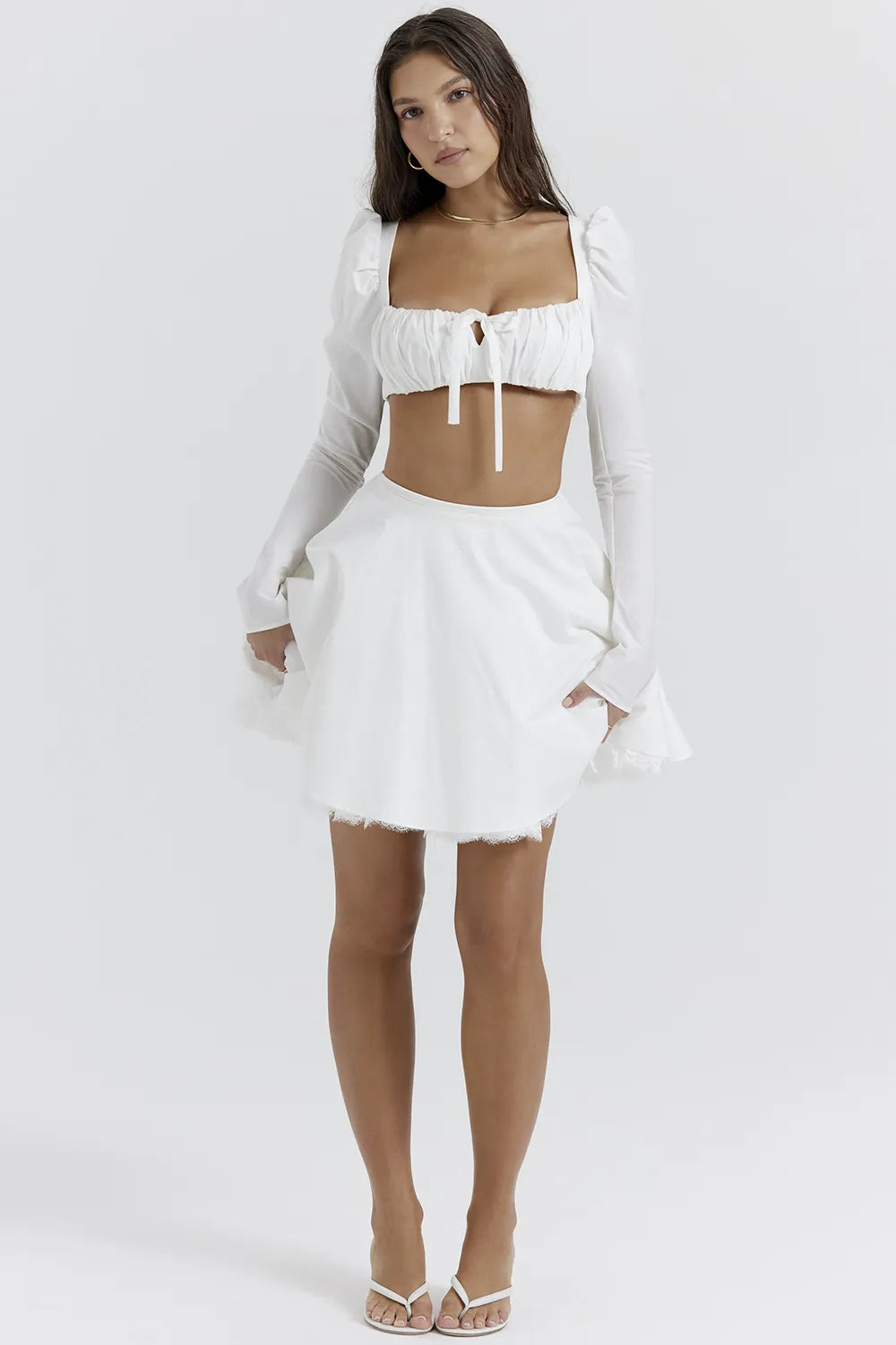 Nahla White Bow Mini Skirt
