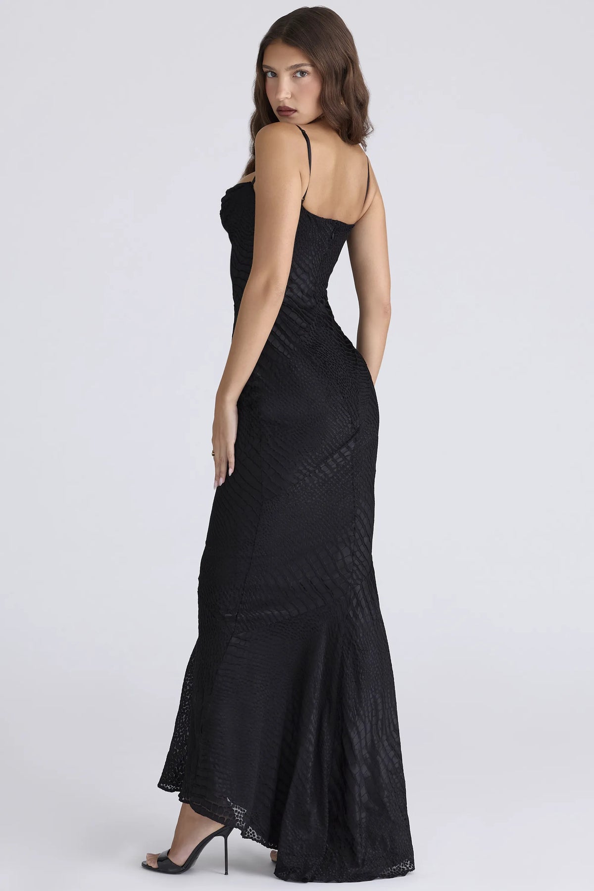 Nalani Black Devoré Satin Maxi Gown - Limited Edition