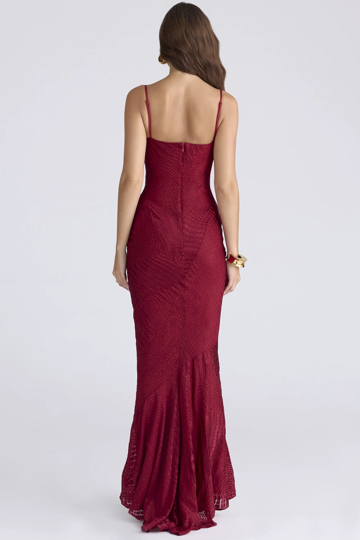 Nalani Deep Red Devoré Satin Maxi Gown - Limited Edition