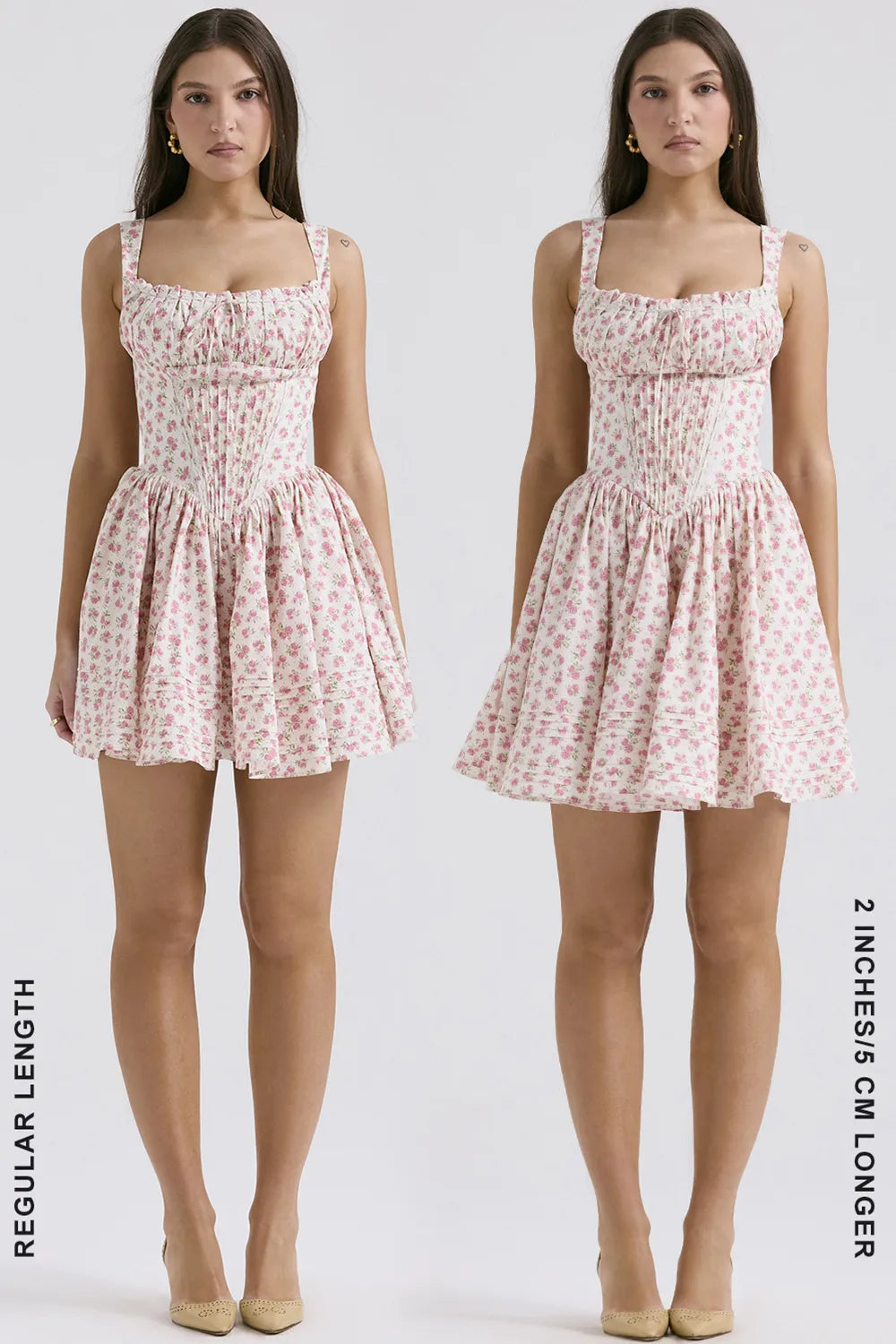 Natassia White Rosebud Print Cotton Mini Dress