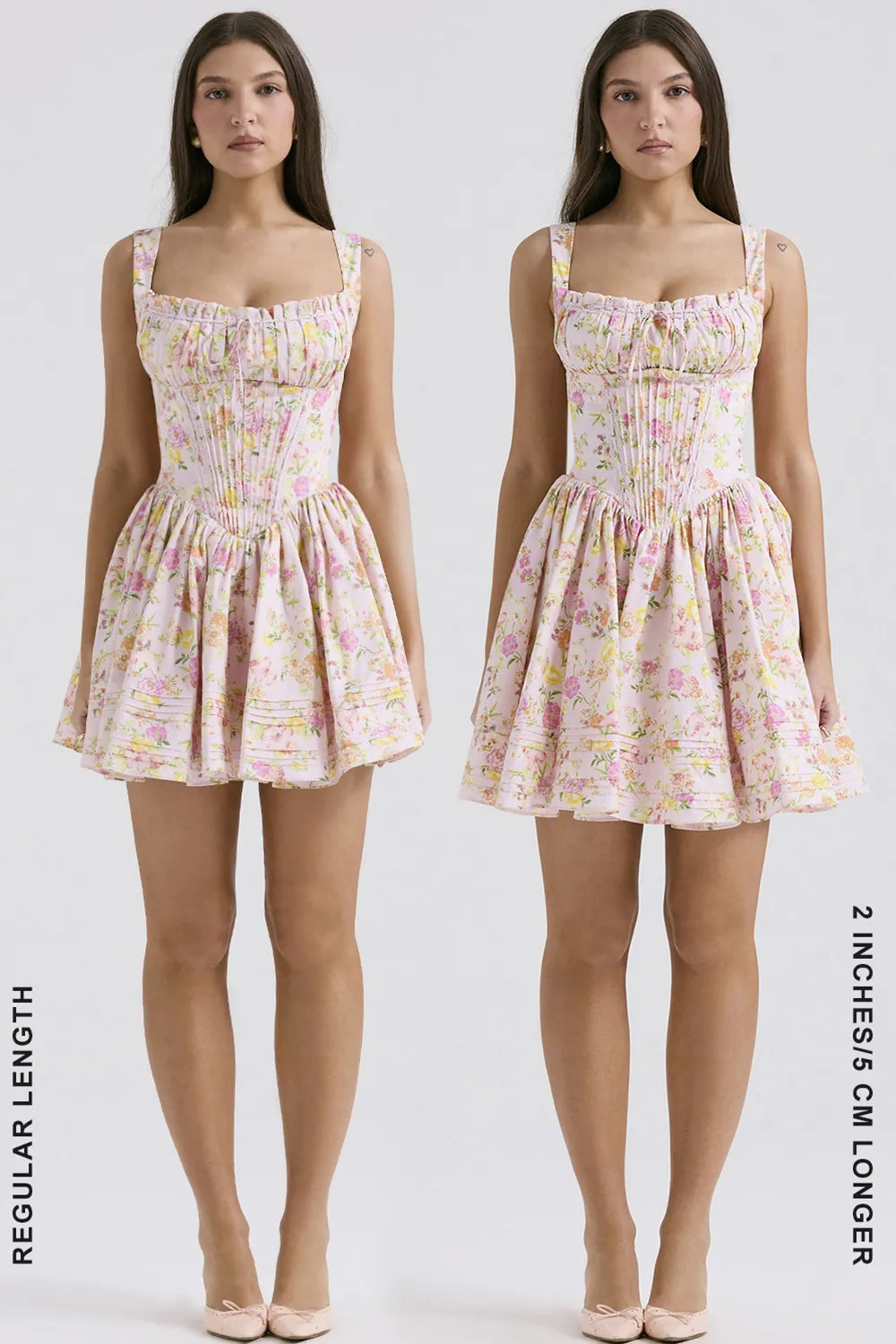 Natassia Pink Meadow Print Cotton Mini Dress