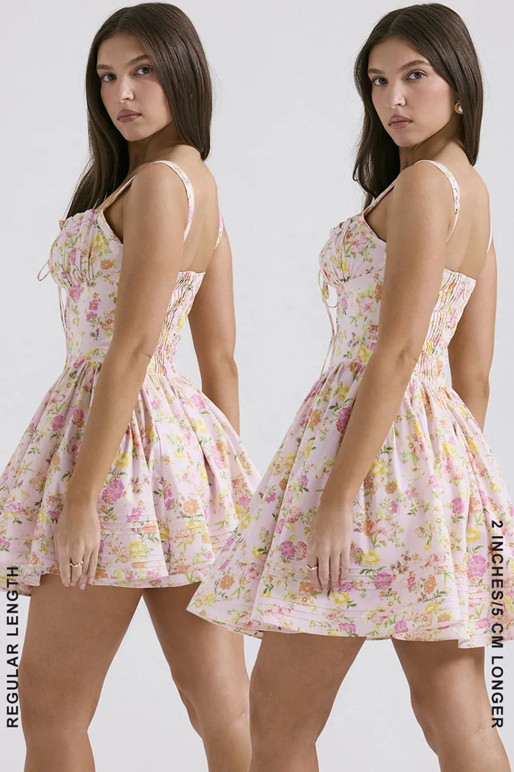 Natassia Pink Meadow Print Cotton Mini Dress