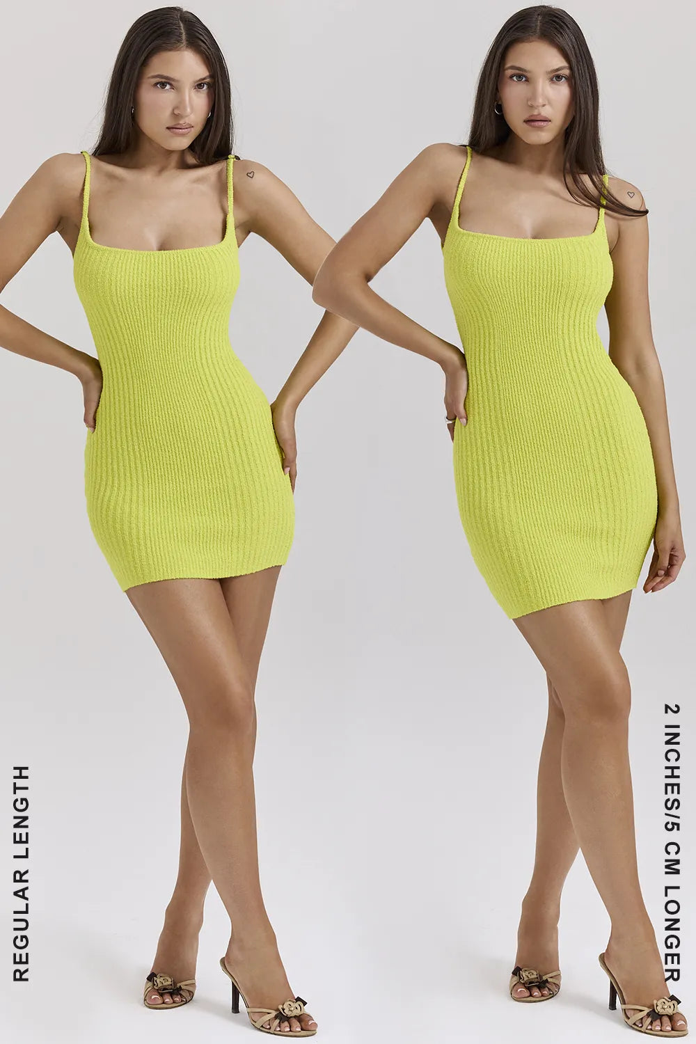 Neri Acid Lime Textured Cotton Knit Mini Dress