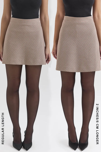 Nerida Brown Puppytooth A-Line Mini Skirt