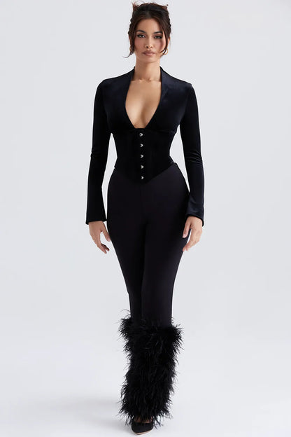 Nicolette Black Trimmed Trousers