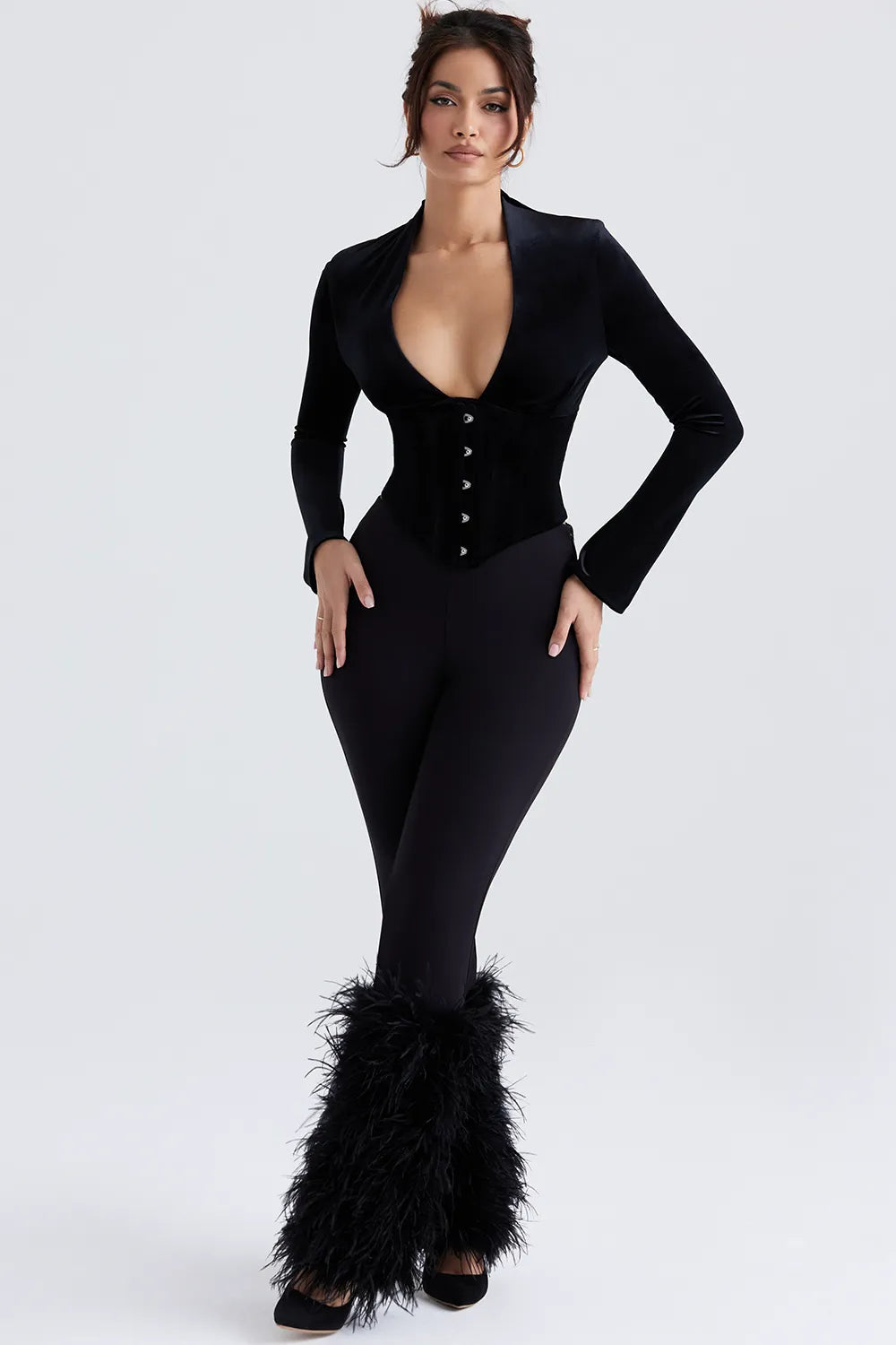 Nicolette Black Trimmed Trousers