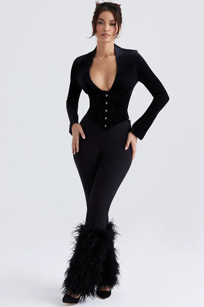 Nicolette Black Trimmed Trousers