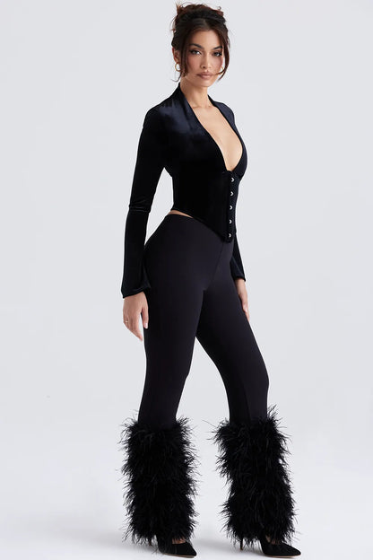 Nicolette Black Trimmed Trousers