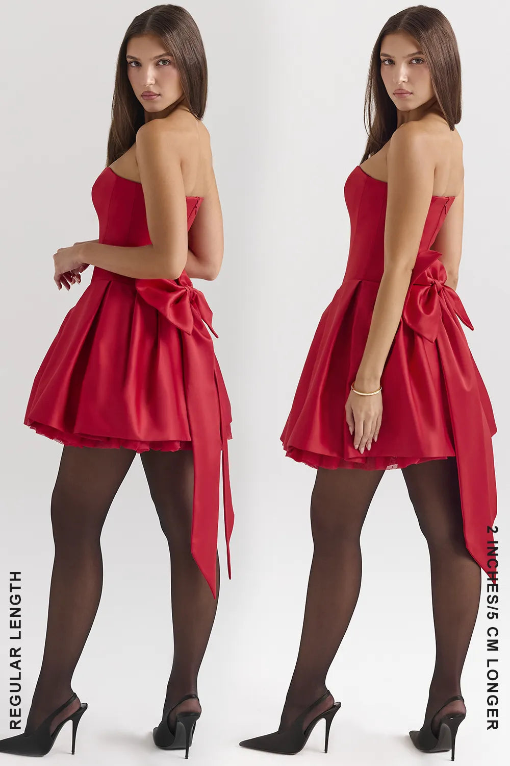 Salome Holly Red Satin Detachable Bow Mini Dress