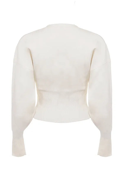 Noor Off White Knitted Cardigan