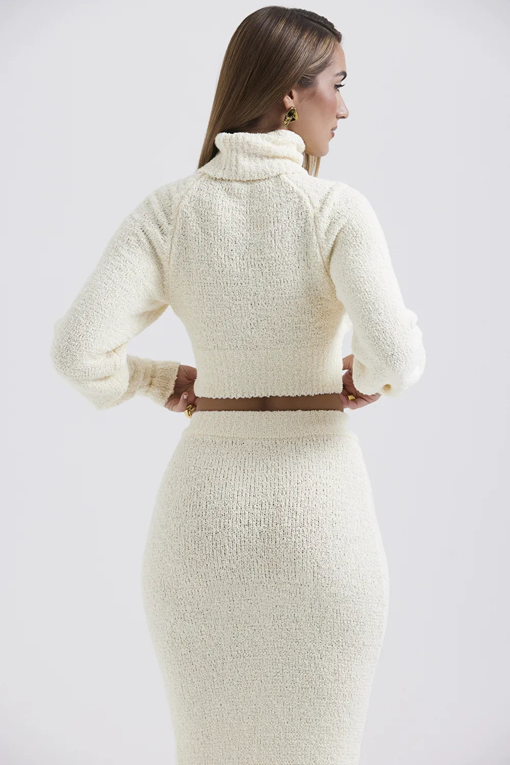 Nyala Cream Soft Boucle Knit Cropped Sweater