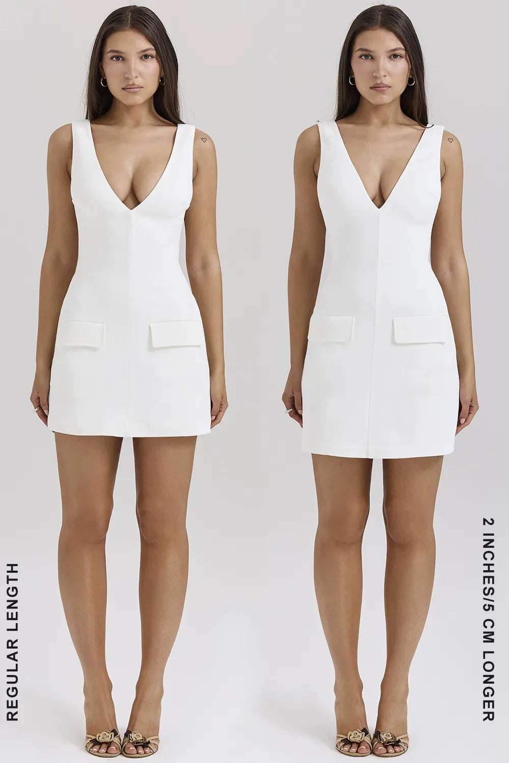 Olympia White Plunge Mini Dress