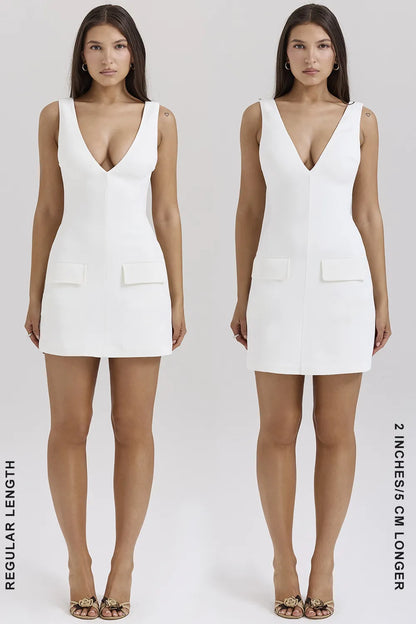 Olympia White Plunge Mini Dress