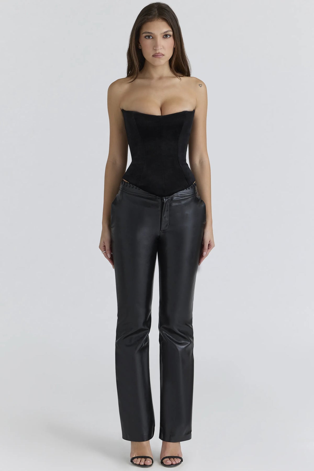 Omari Black Velvet Sculpting Strapless Corset Top