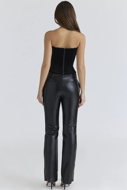 Omari Black Velvet Sculpting Strapless Corset Top