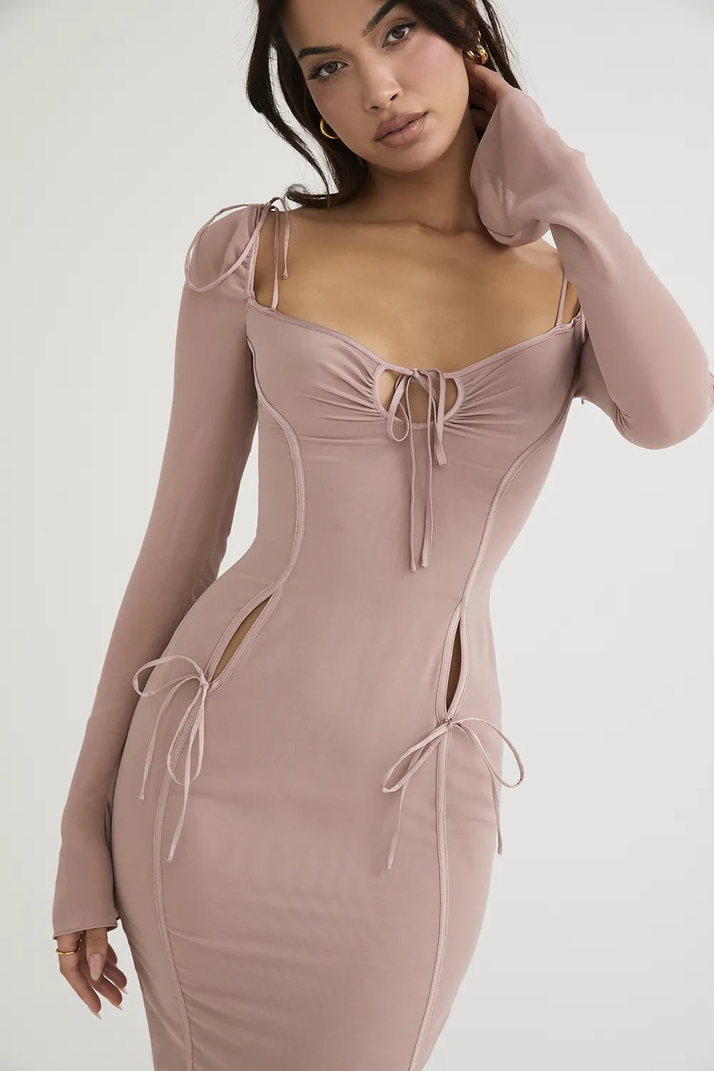 Ophelia Blush Cutout Midi Dress