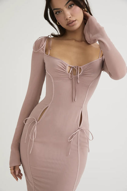 Ophelia Blush Cutout Midi Dress