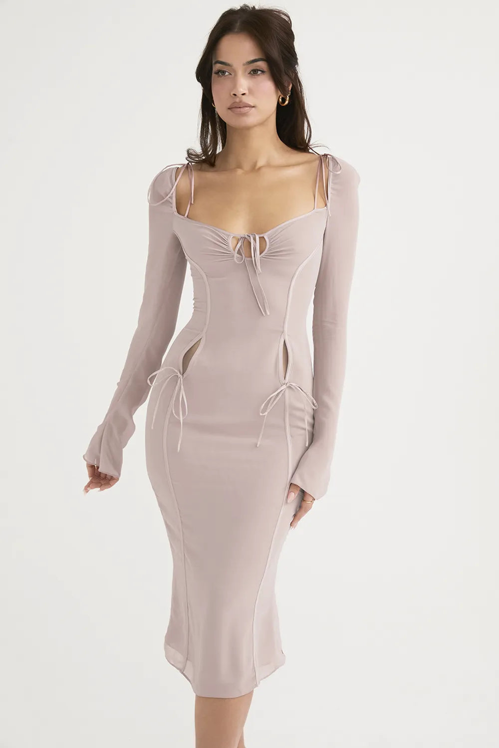 Ophelia Crystal Cutout Midi Dress