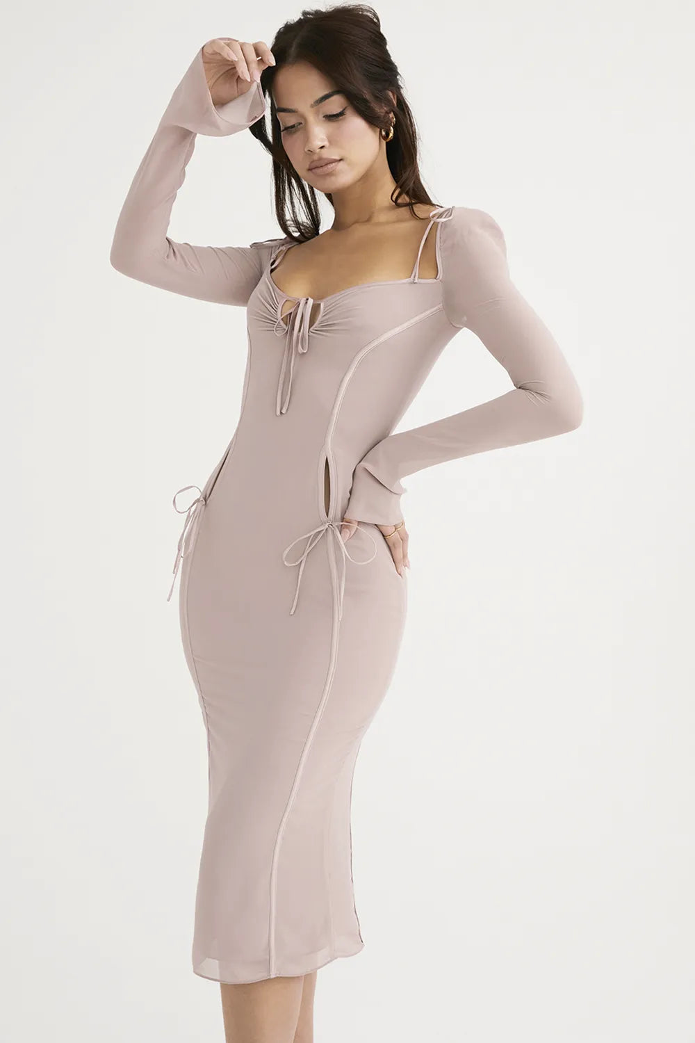 Ophelia Crystal Cutout Midi Dress