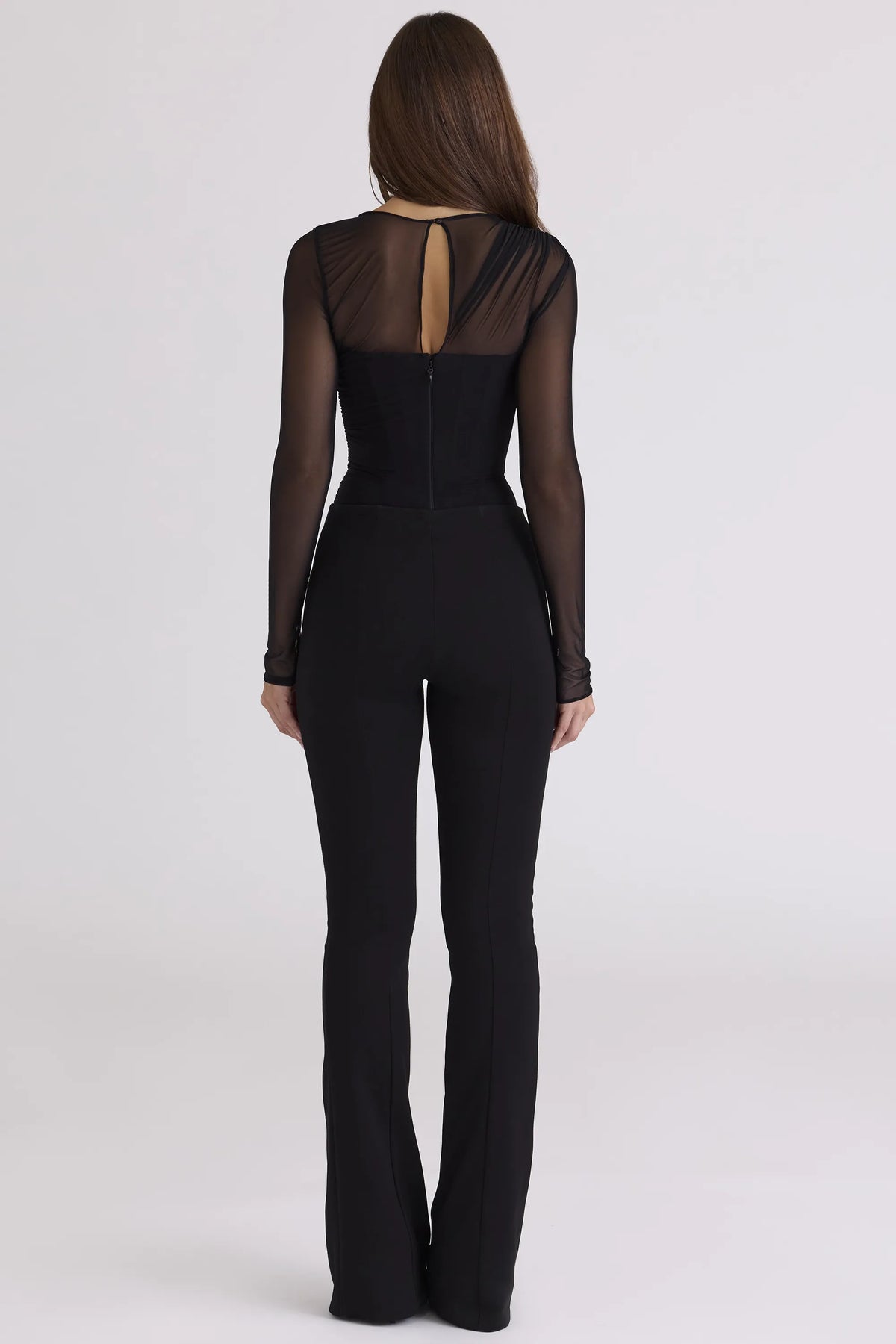 Orelia Black Draped Mesh Bodysuit