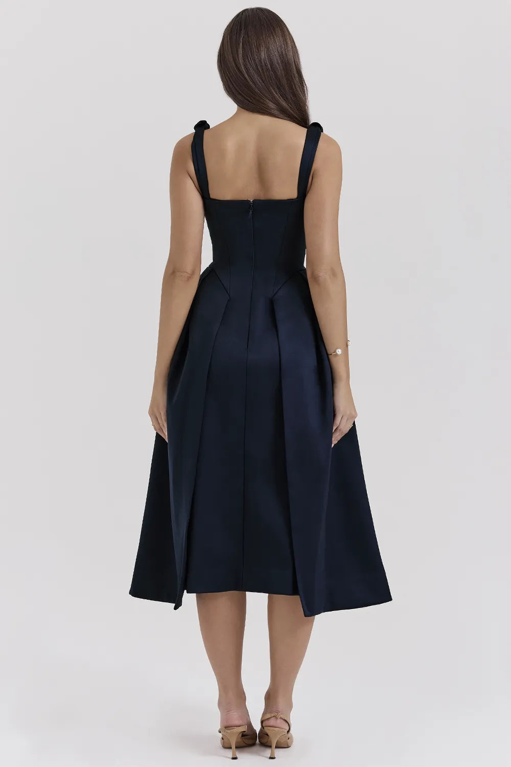 Paloma Midnight Twist Strap Satin Midi Dress
