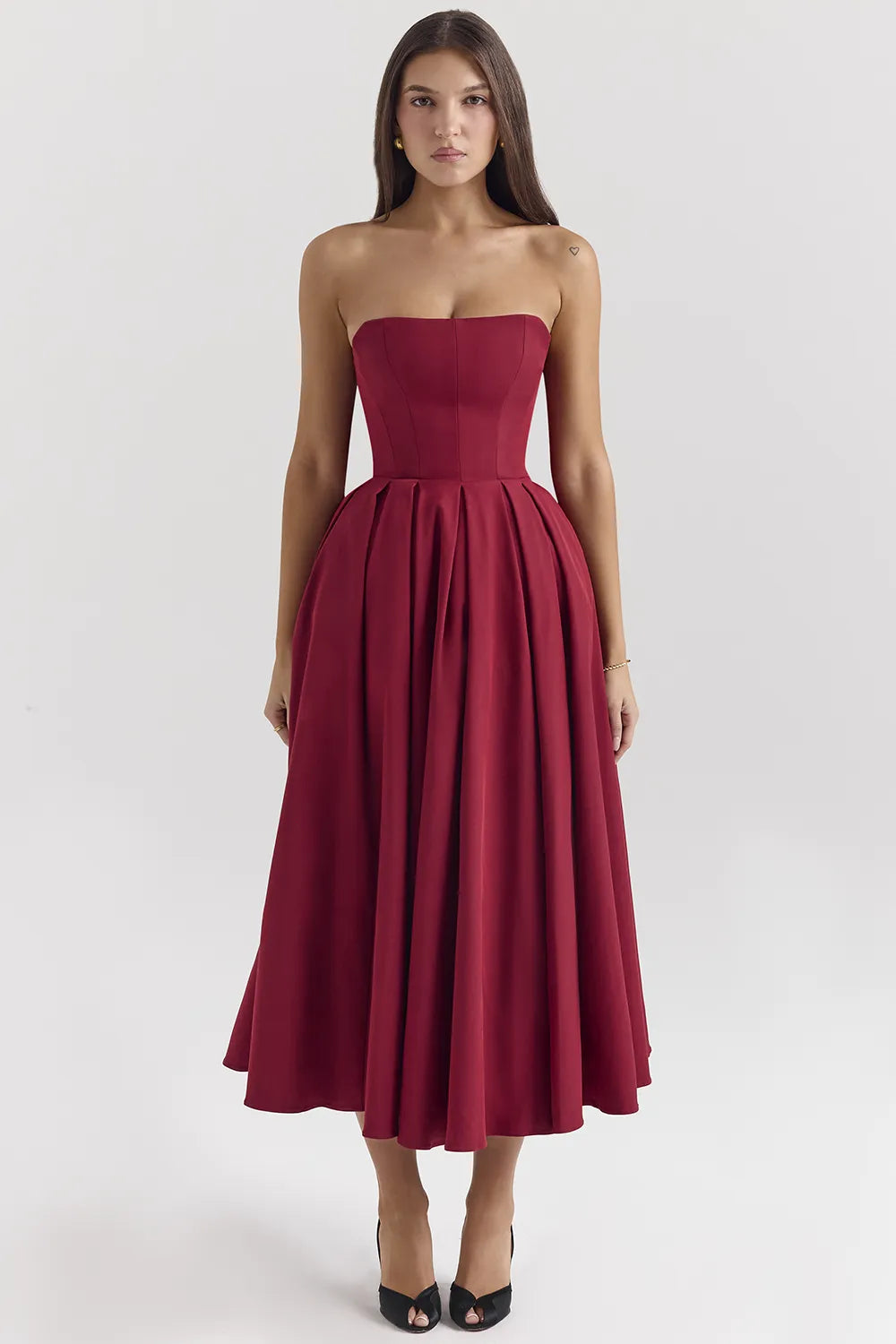 Pandora Berry Strapless Detachable Bow Midi Dress