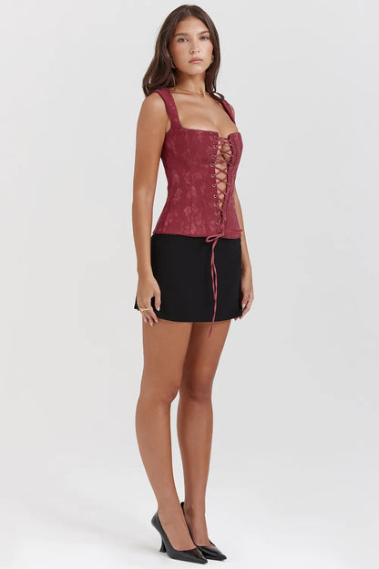 Parisa Merlot Floral Corset