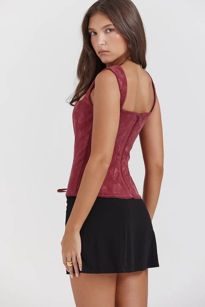 Parisa Merlot Floral Corset