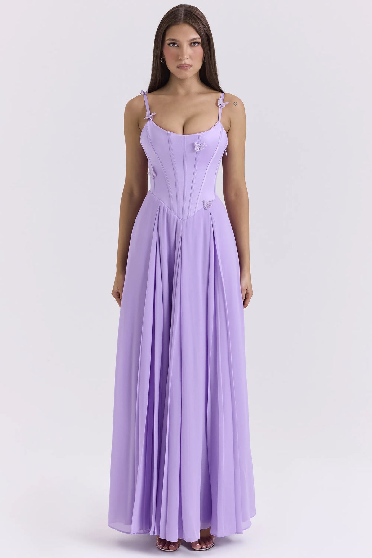 Pascha Orchid Butterfly Corset Maxi Dress