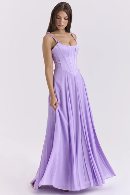 Pascha Orchid Butterfly Corset Maxi Dress