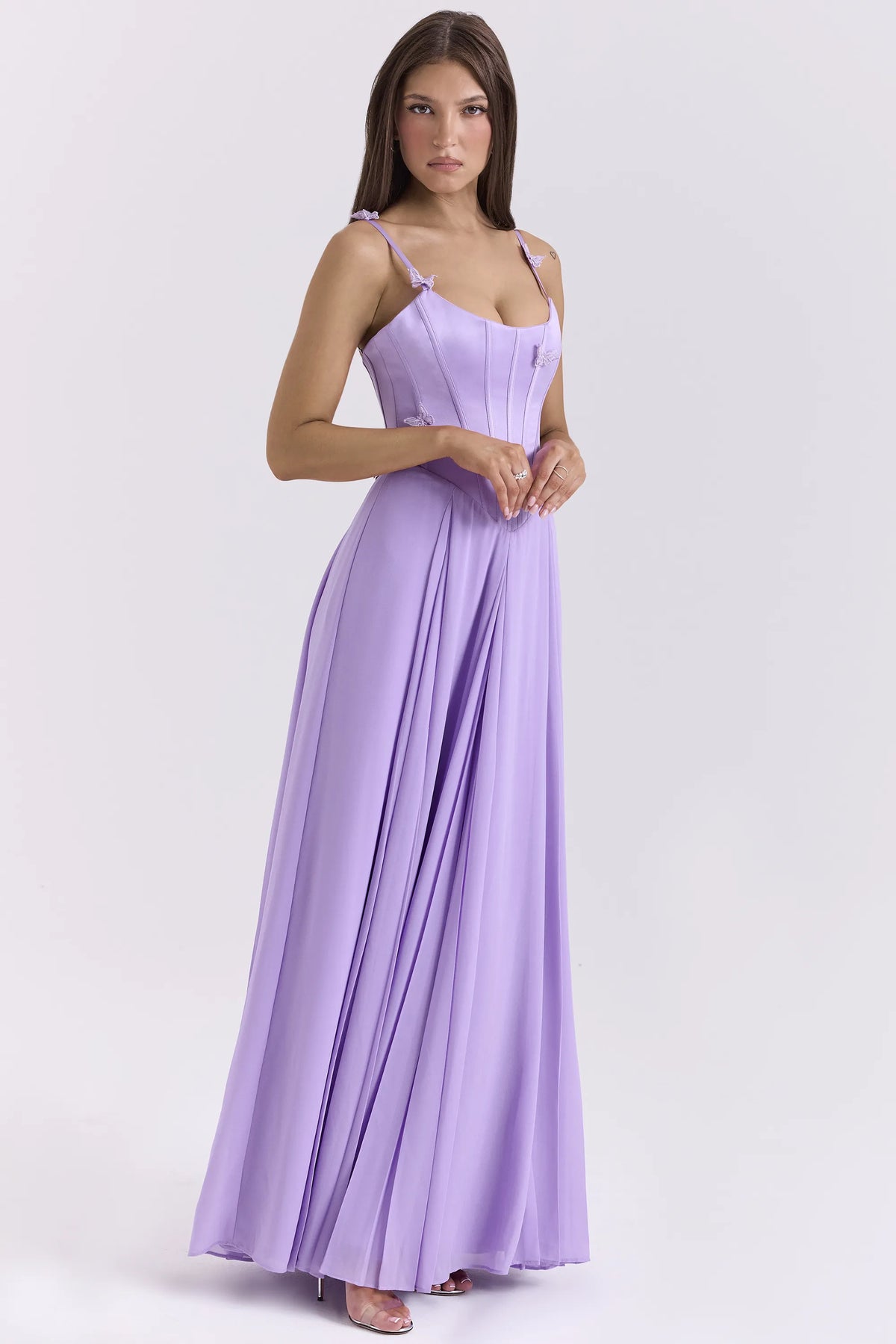 Pascha Orchid Butterfly Corset Maxi Dress