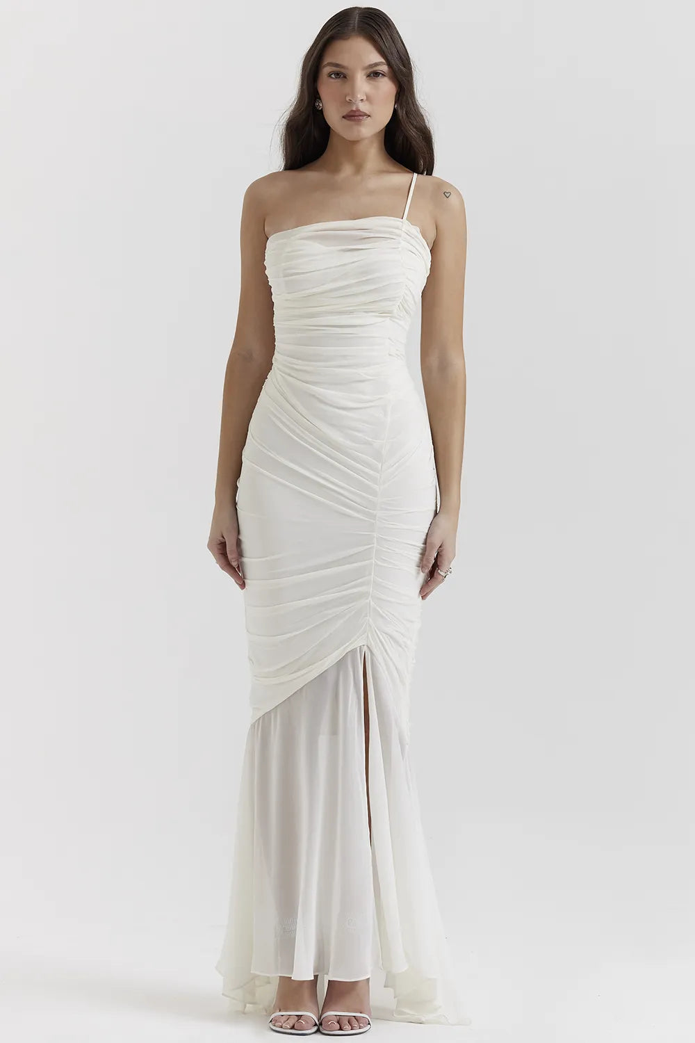 Pearla Ivory Ruched Maxi Dress