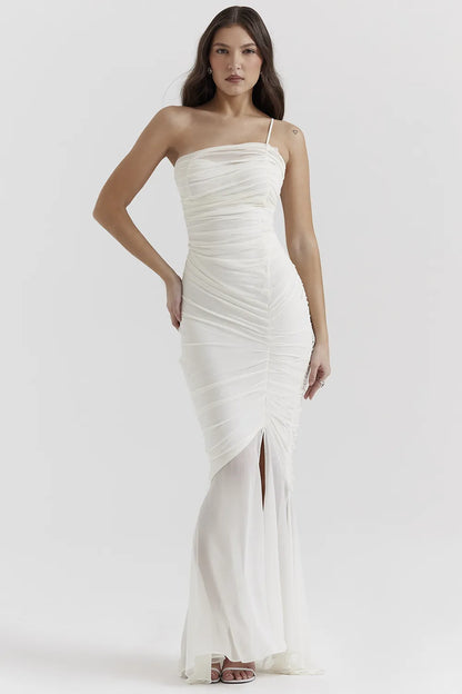 Pearla Ivory Ruched Maxi Dress